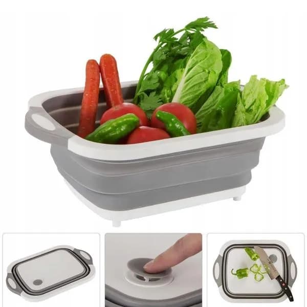 Deska do Krojenia Miska Silikonowa Składana 2w1 Szara