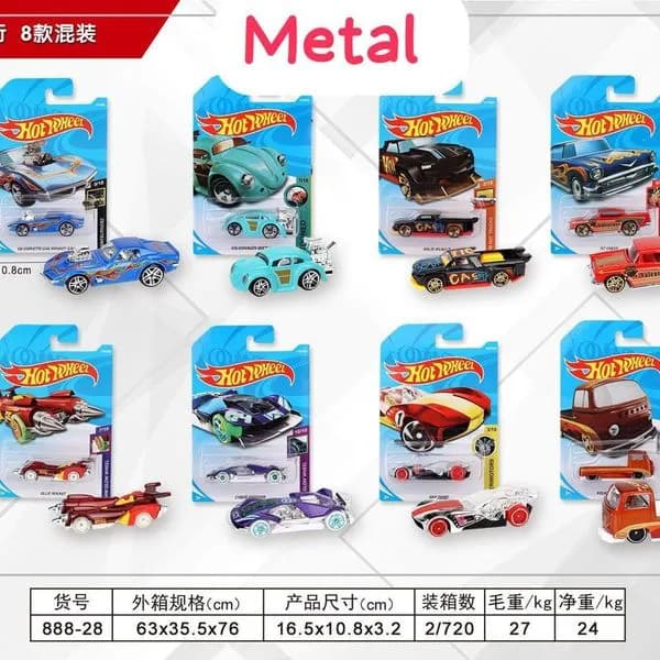 Samochód Mini Hot Wheel Metal, Miks 8 Wzorów, 16.5x10.8cm