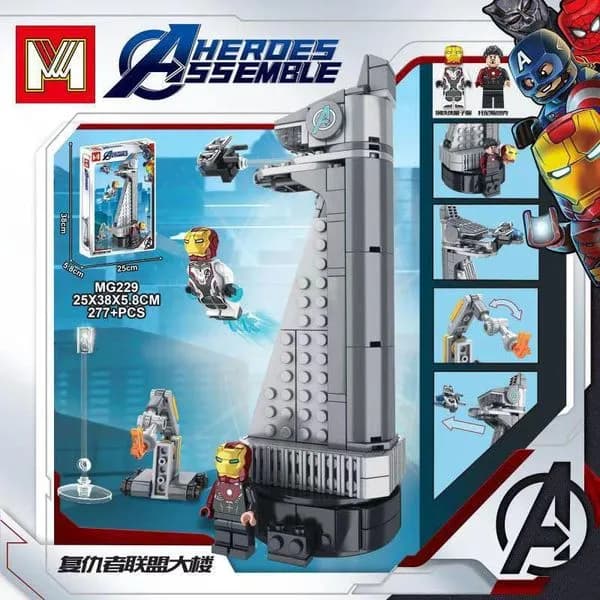 Klocki Heroes Assemble 277+PCS Wieża MG229 z Figurkami