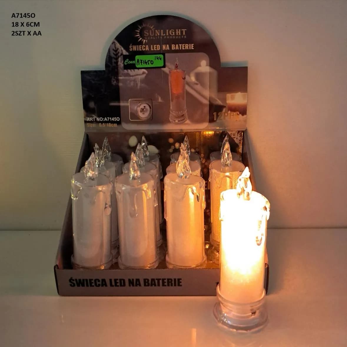 Świeczka baterie 2xr6 18x6cm