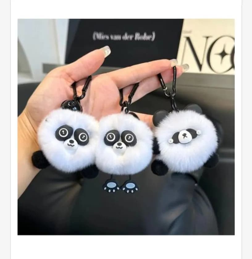 Brelok Zabawkowy Panda Futrzana 3szt