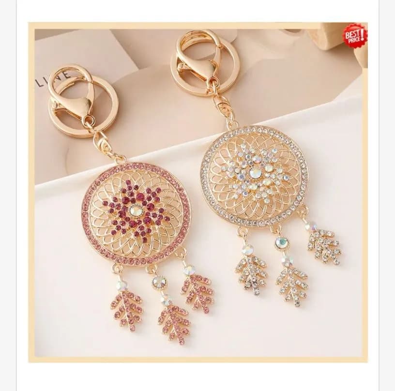 Brelok do kluczy Dreamcatcher złoty z fioletem i białym