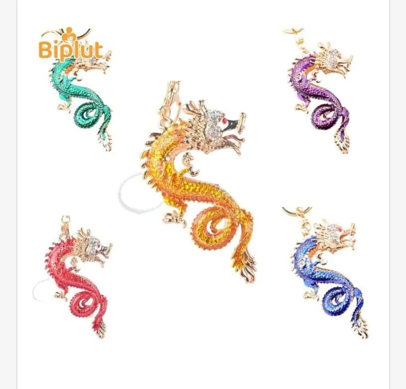 Brelok do kluczy smok chiński metaliczny 5 kolorów