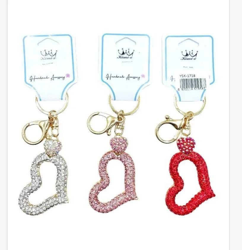 Brelok do kluczy King serce z kryształkami 3 szt.