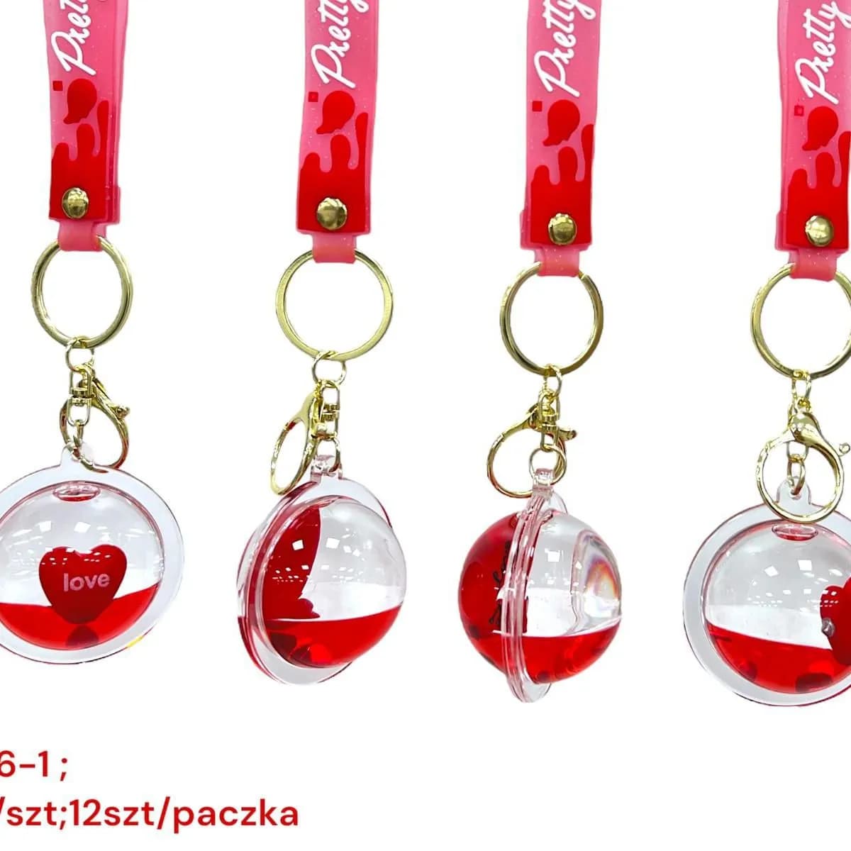 Brelok Zabawkowy Kula z Czerwoną Płynną Sercem