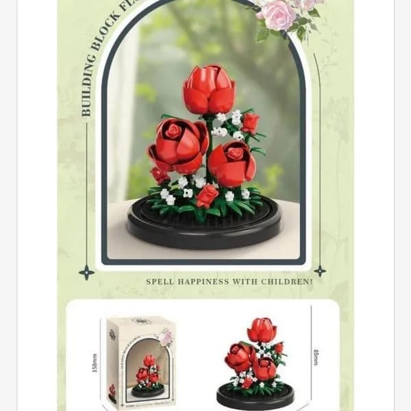 Zestaw klocków Kwiaty Róże w kopule 66x35mm