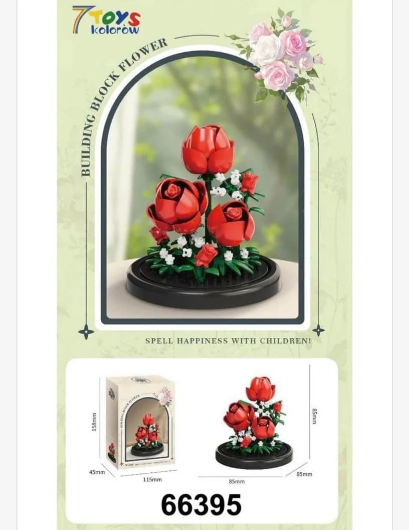 Zestaw klocków Kwiaty Róże w kopule 66x35mm