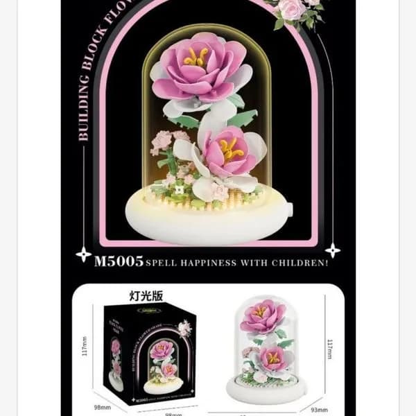 Zabawki Klocki Kwiaty Róża w Szklanej Kuli M505