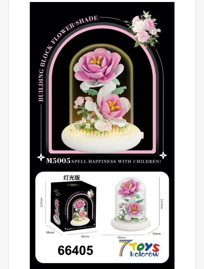 Zabawki Klocki Kwiaty Róża w Szklanej Kuli M505