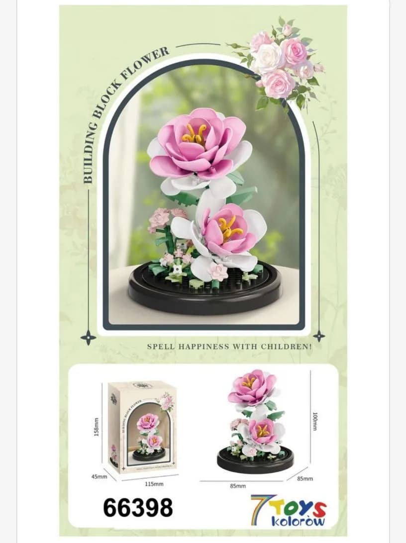 Zabawki Klocki Budowlane Kwiaty Blok Flower 66398