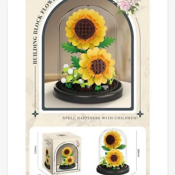 Zestaw klocków kwiaty słoneczniki w kopule 66399
