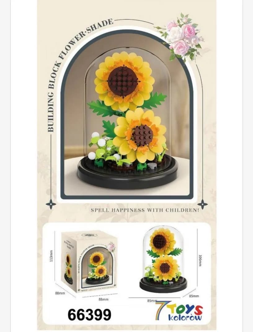 Zestaw klocków kwiaty słoneczniki w kopule 66399