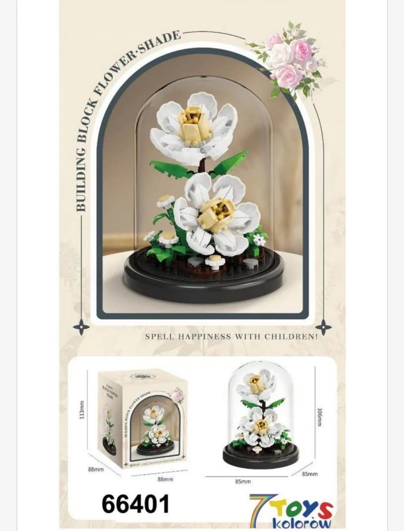 Zabawki Klocki Kwiaty Biały Kwiat w Szkatułce 66401