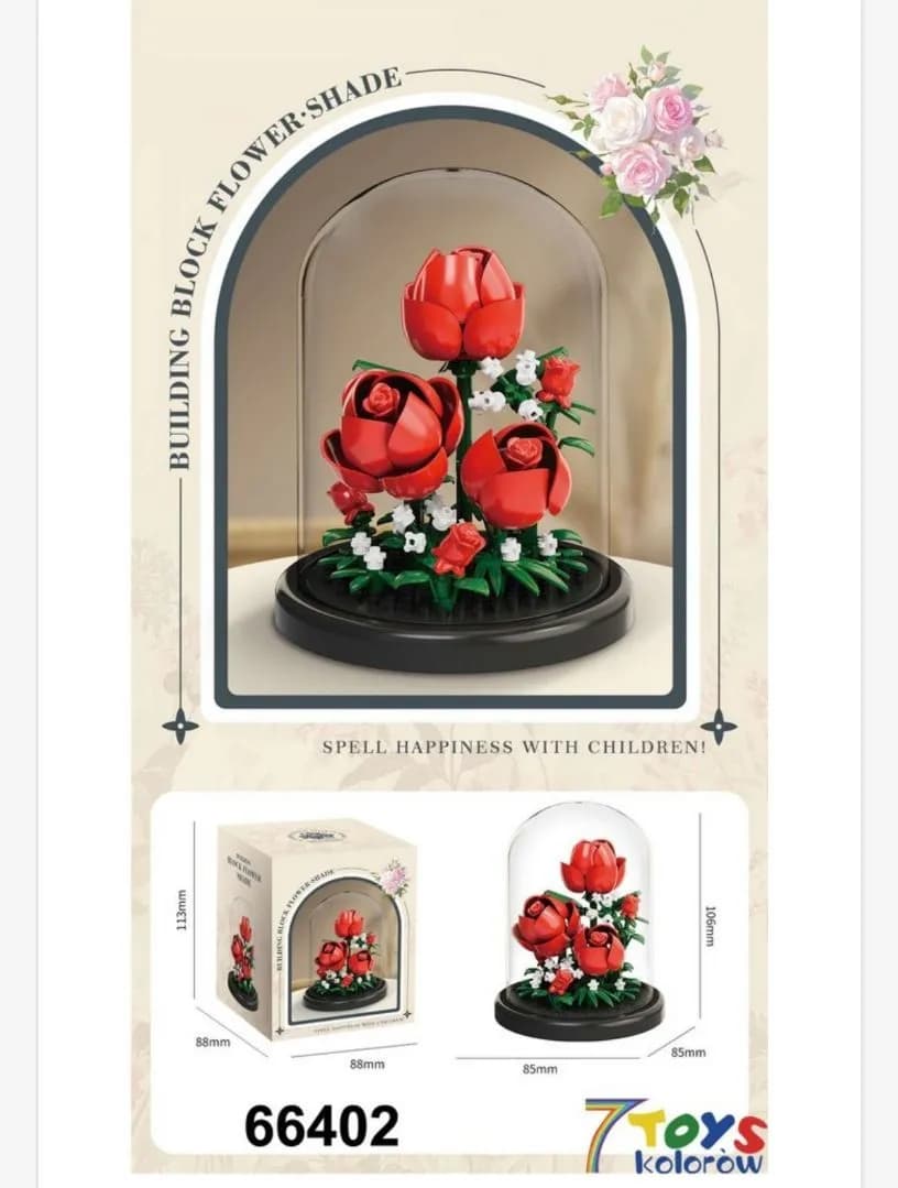 Zestaw klocków budujących kwiaty róże w szklanej kuli 66402