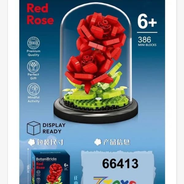 Botanibricks Mini Blocks Red Rose Kwiat Róża 336 klocków
