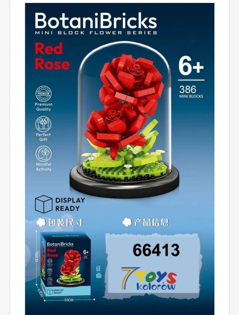 Botanibricks Mini Blocks Red Rose Kwiat Róża 336 klocków
