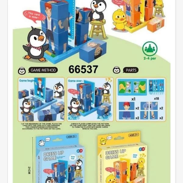 Gra Dress Up Game 7Toys kolorowe pingwiny i ptaki