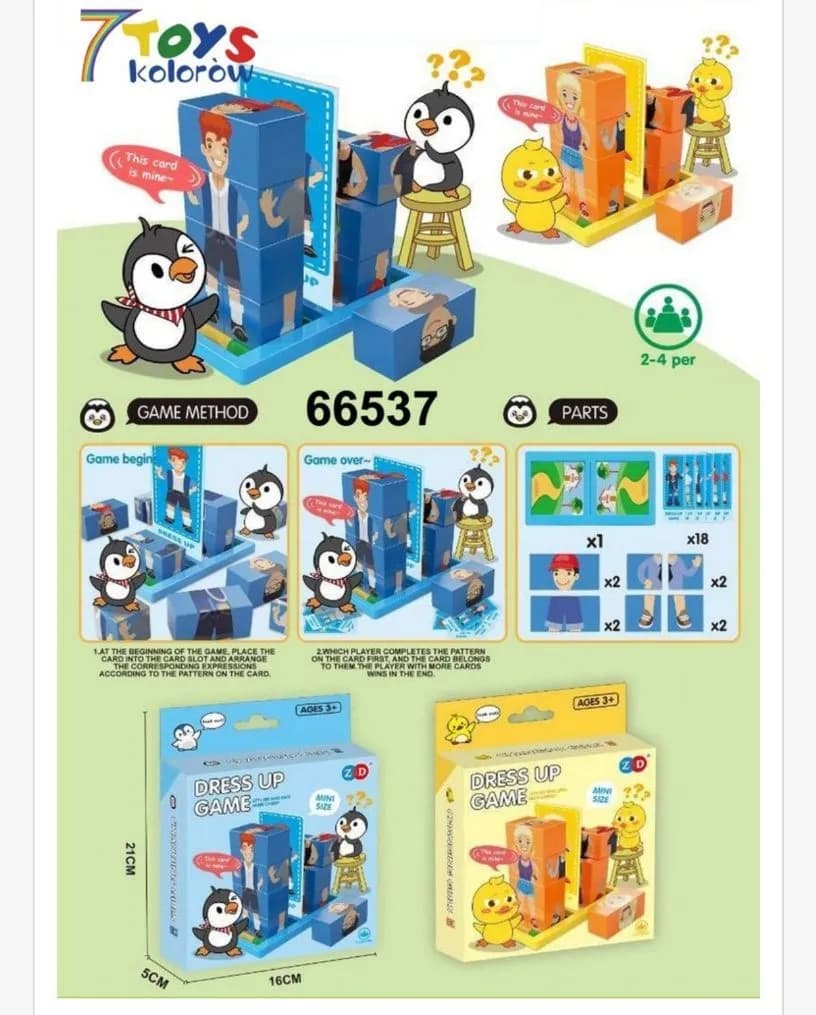 Gra Dress Up Game 7Toys kolorowe pingwiny i ptaki