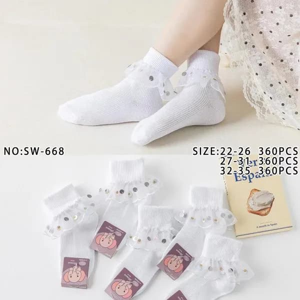 Skarpetki dla dzieci białe z ozdobami rozmiar 22-36