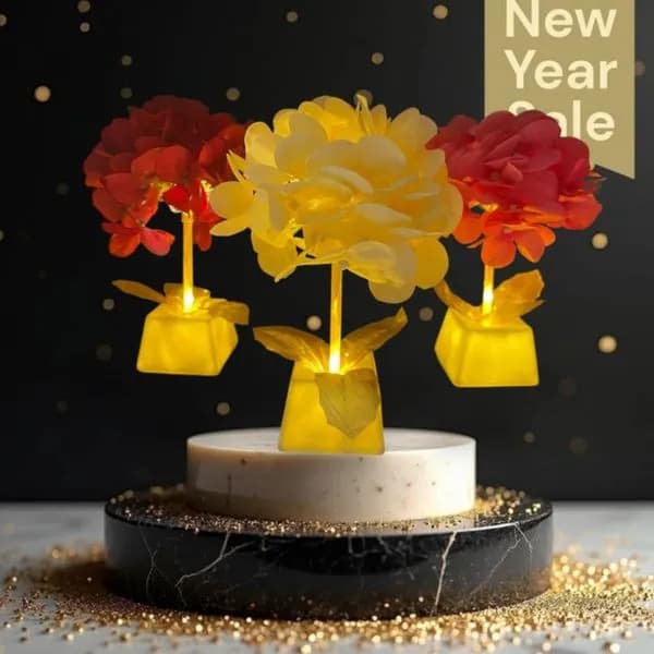 Lampki LED Kwiaty dekoracyjne mix kolorów z podstawką