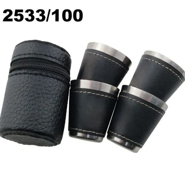 Zestaw Kieliszki Turystyczne Metalowe do Wódki Etui, 4 sztuki