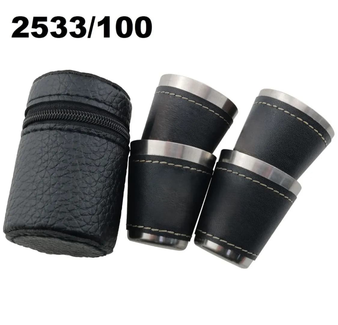 Zestaw Kieliszki Turystyczne Metalowe do Wódki Etui, 4 sztuki