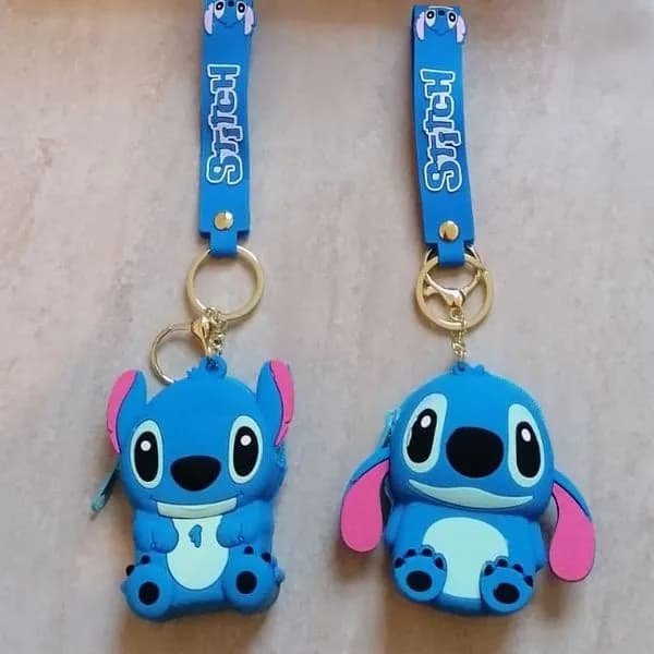 Brelok do Kluczy Stitch Silikonowy z Paskiem i Portmonetką 12szt