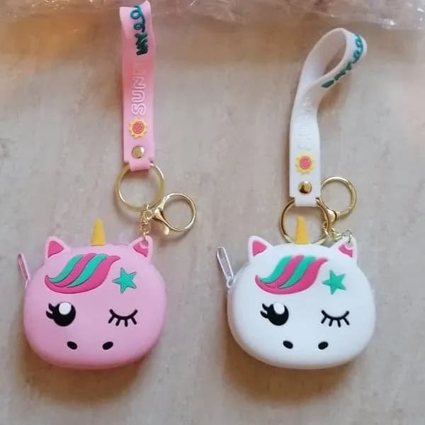 Brelok Jednorożec Portmonetka Silikonowa Różowa/Biała 12 szt.