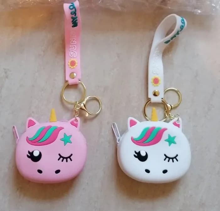 Brelok Jednorożec Portmonetka Silikonowa Różowa/Biała 12 szt.