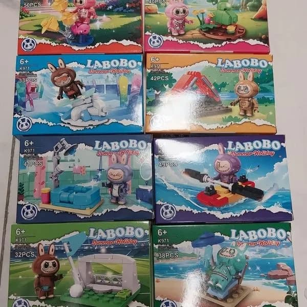 Klocki Labubu Labobo Summer Holiday K971, figurki mix, 16 szt.