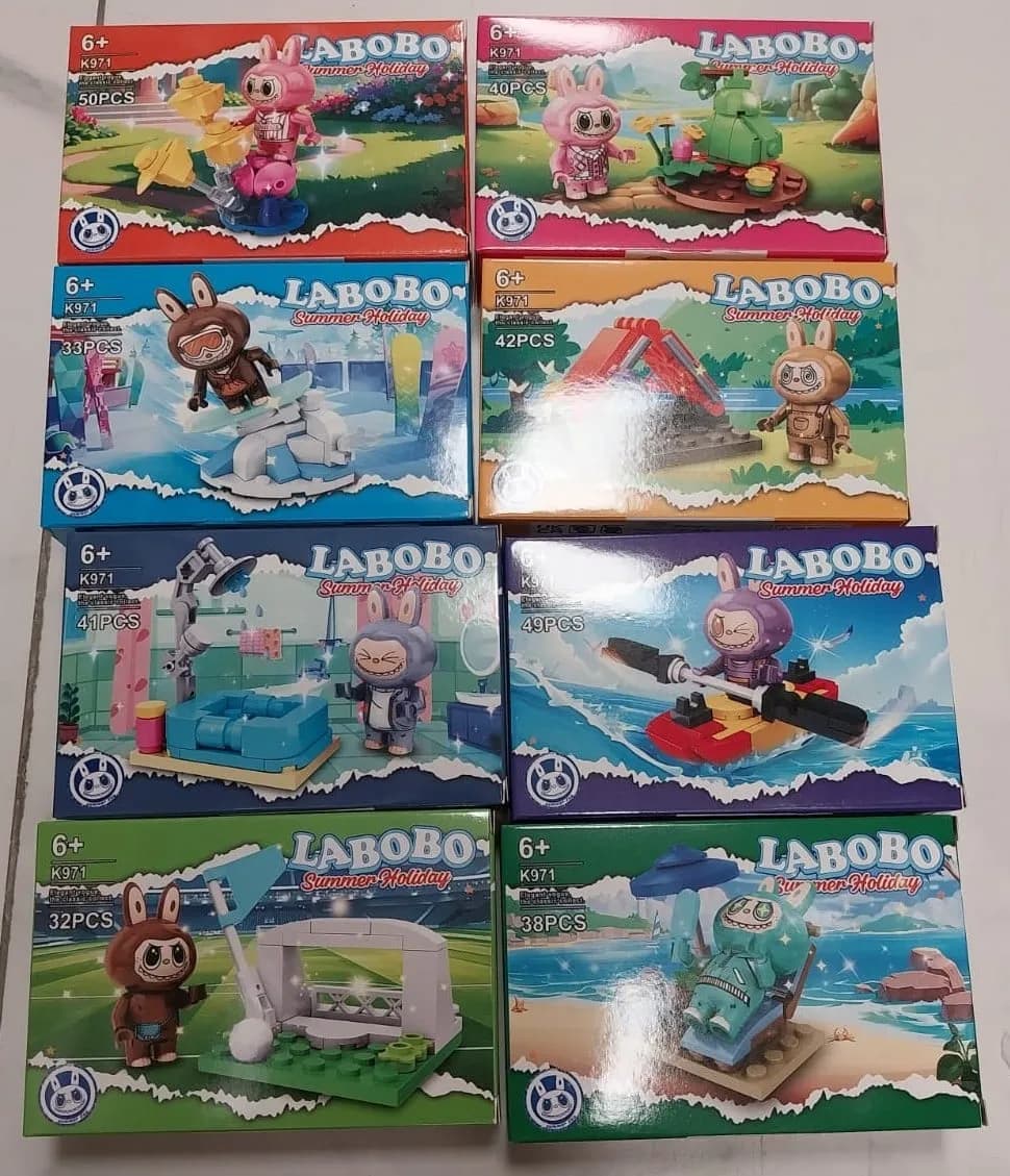 Klocki Labubu Labobo Summer Holiday K971, figurki mix, 16 szt.
