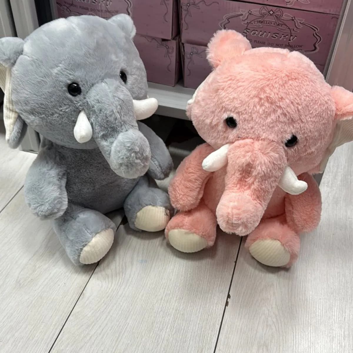 Maskotka Pluszowa Słoń 30cm Szara i Różowa