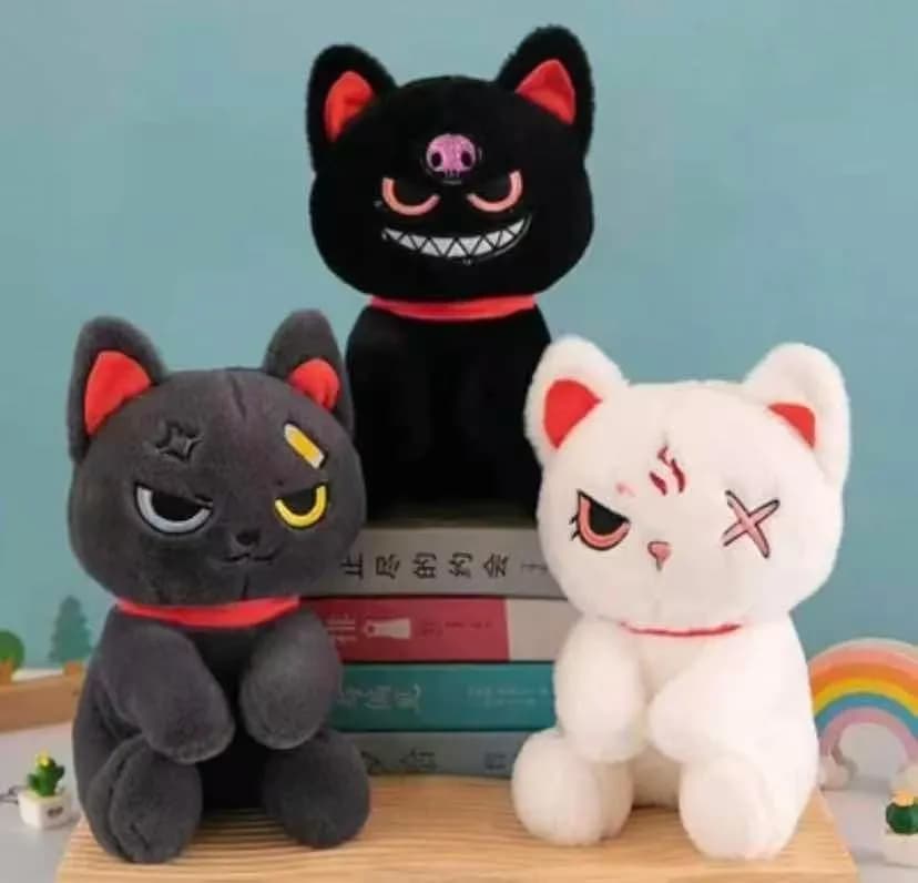 Maskotka Pluszowa Kot Maneki Neko 25cm Czarny/Szary/Biały