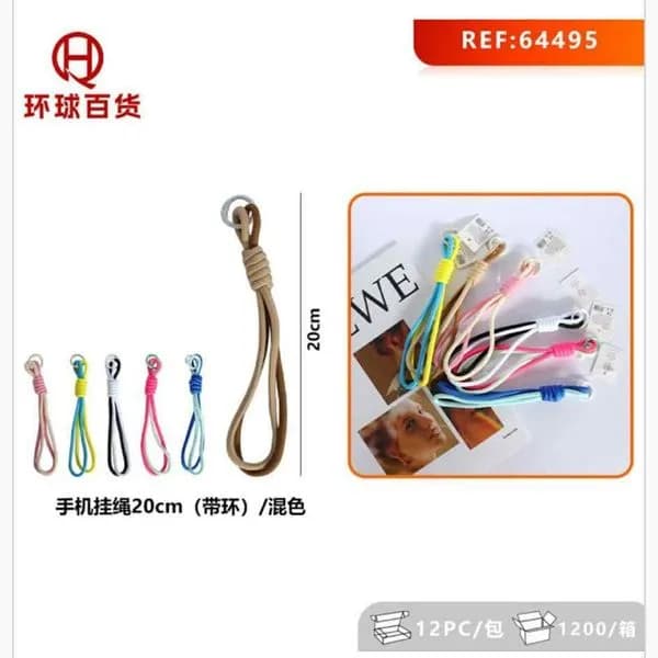Sznurek do telefonu brelok 20cm mix kolorów z kółkiem