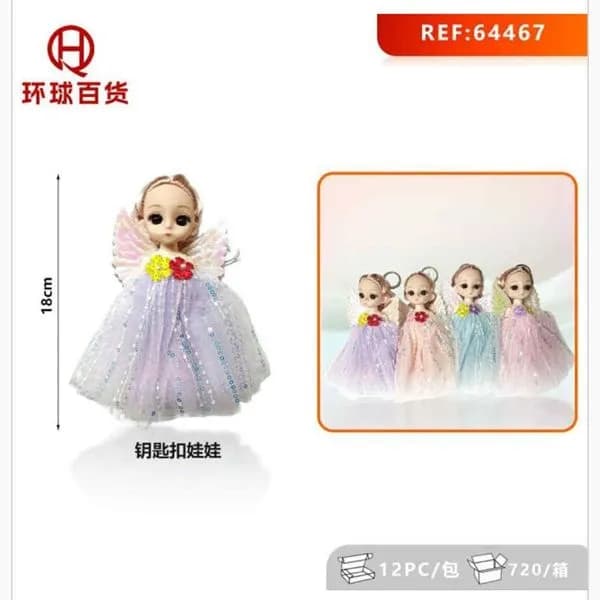 Brelok Lalka Aniołek 18cm z Cekinami Mix Kolorów