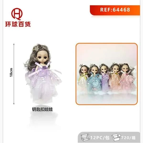 Brelok do Kluczy Lalka w Sukni 18cm - Mix Kolorów