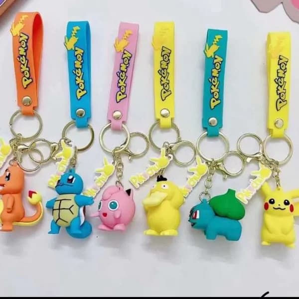 Brelok do Kluczy Pokemon z Figurką 3D i Paskiem, 24 szt.