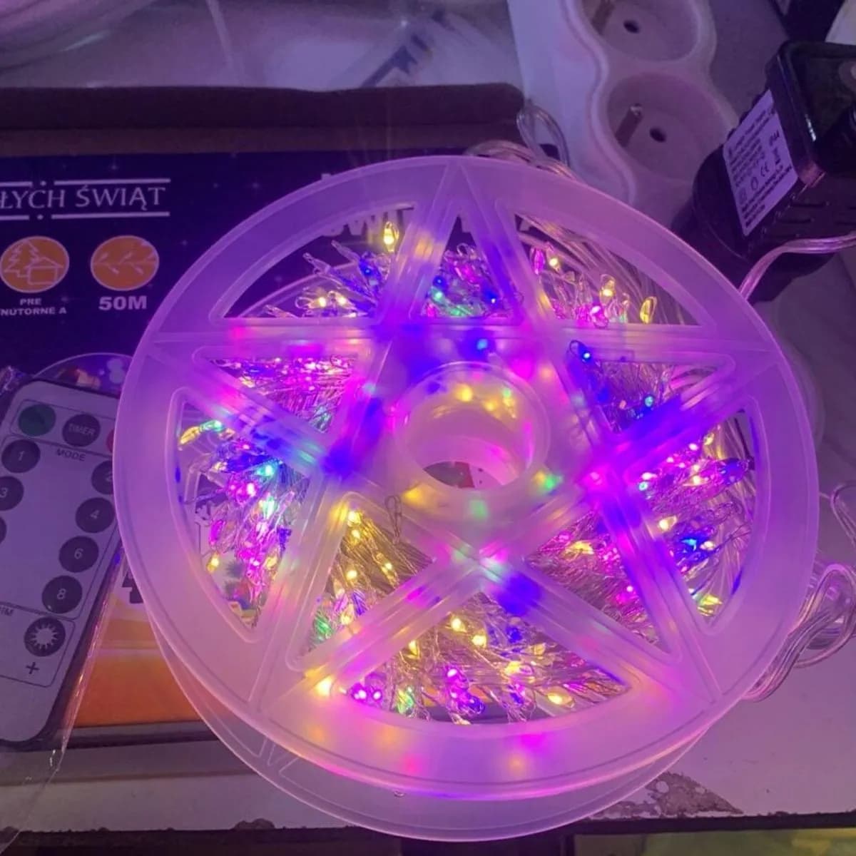 Lampki Świąteczne 50m z pilotem LED kolorowe
