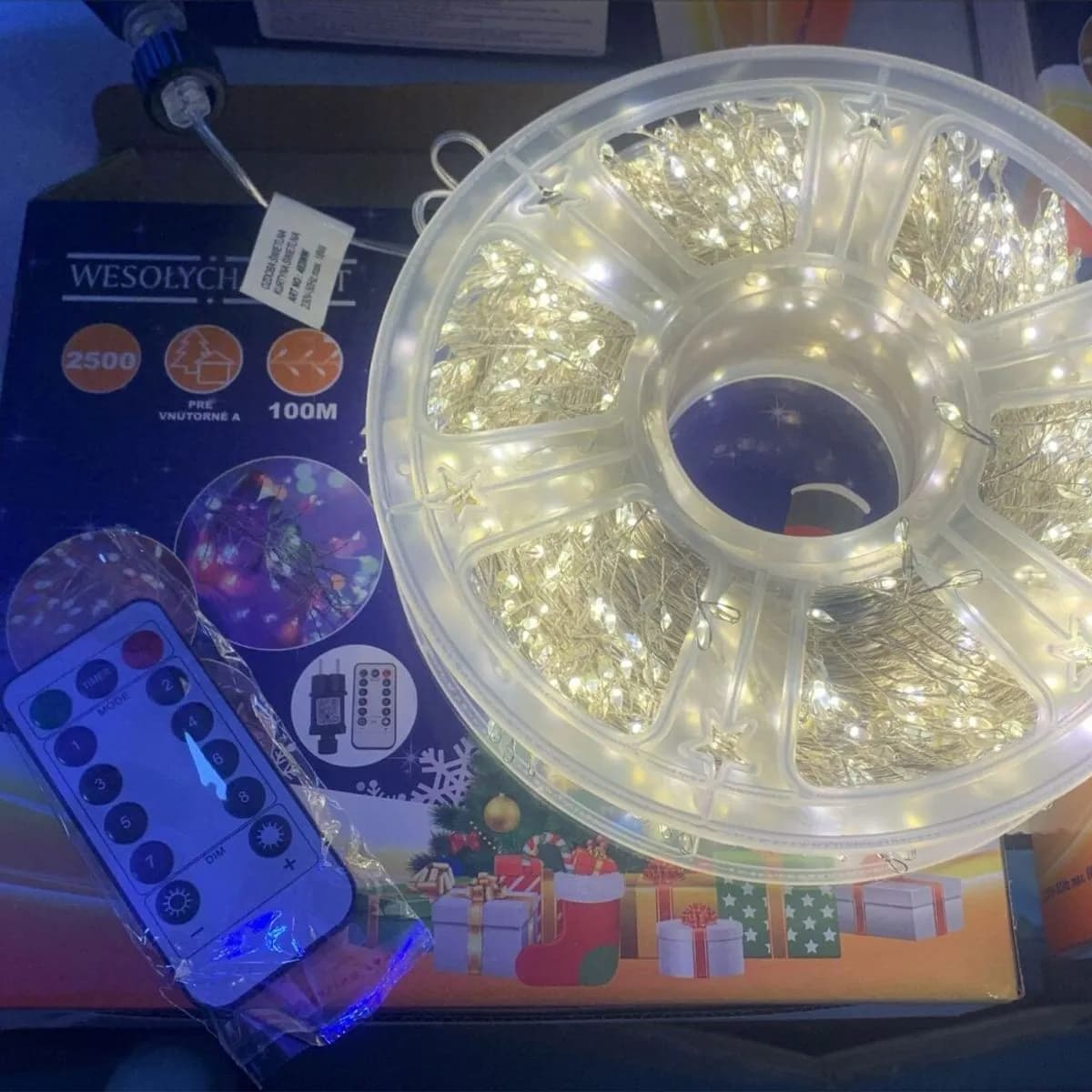 Lampki świąteczne 100m LED z pilotem