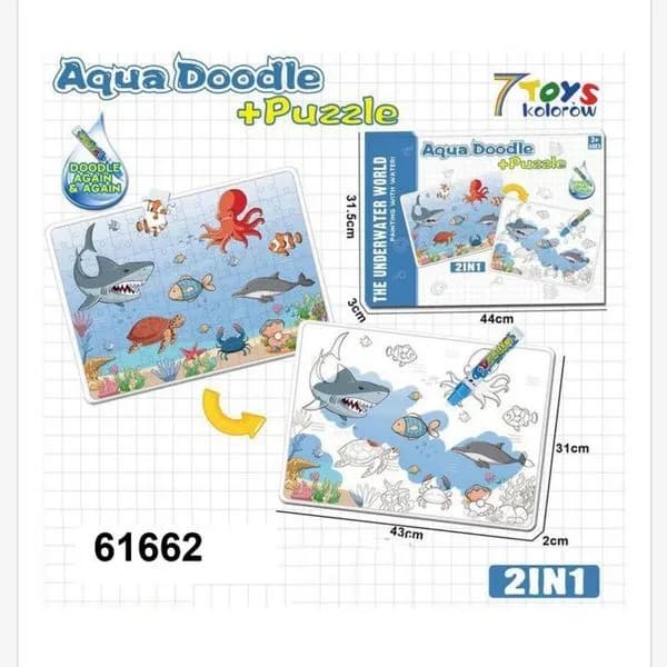 Zabawki Puzzle Aqua Doodle Podwodny Świat 2w1 44x31cm