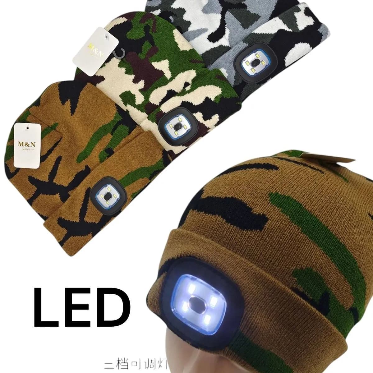 Czapka dziecięca z LED kamuflażowa 4 kolory SKU 131125-263