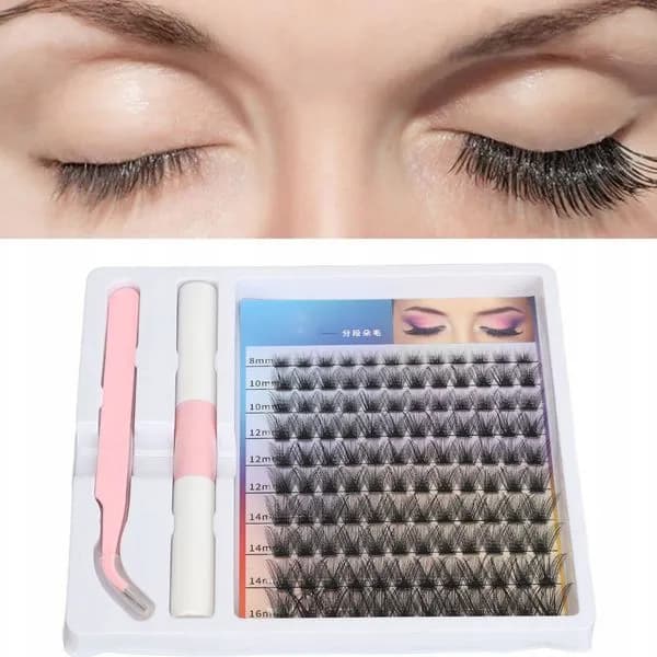 Zestaw do Przedłużania Rzęs DIY 120PCS Klastry
