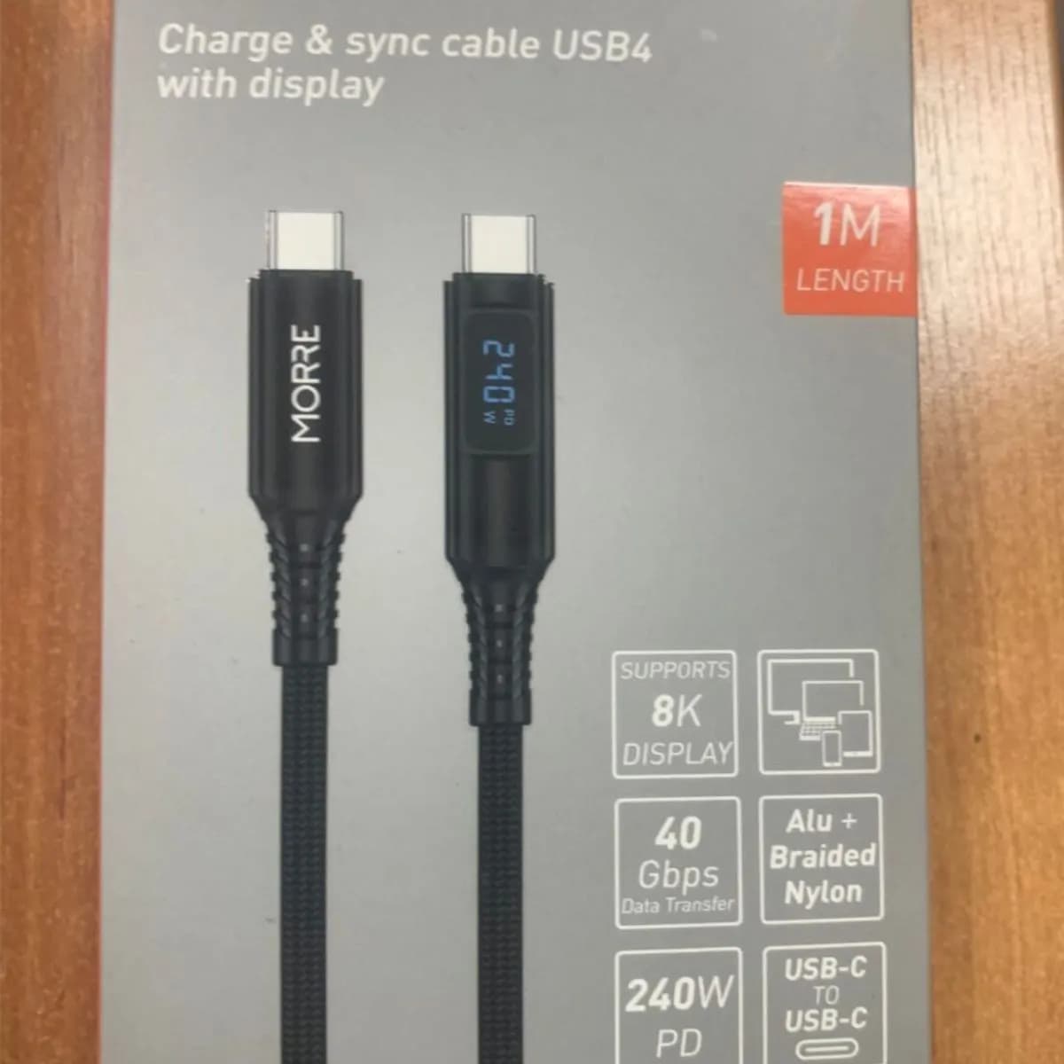 Kabel USB-C Charge & Sync Morre 1m z wyświetlaczem M107