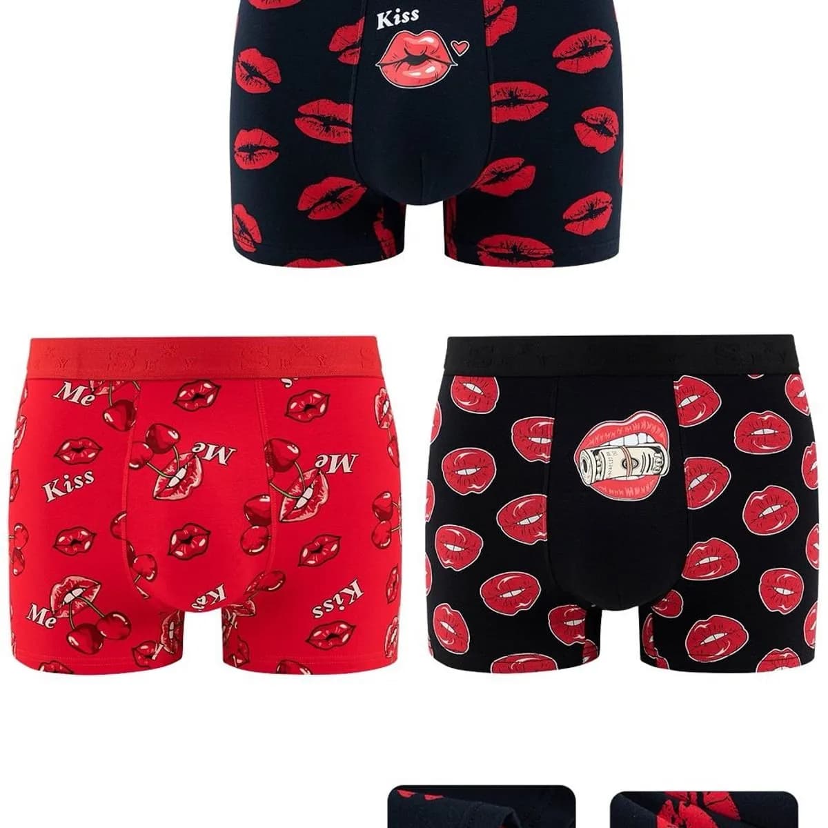 Bokserki męskie TOM.NY wzór usta 95% bawełna S-XXL