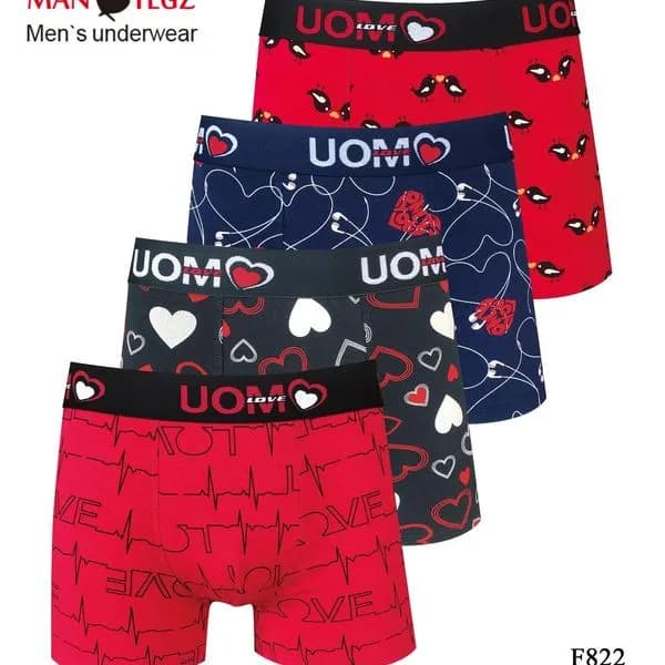 Bokserki męskie UOM 4 szt. M-XXL F822 wzory serca
