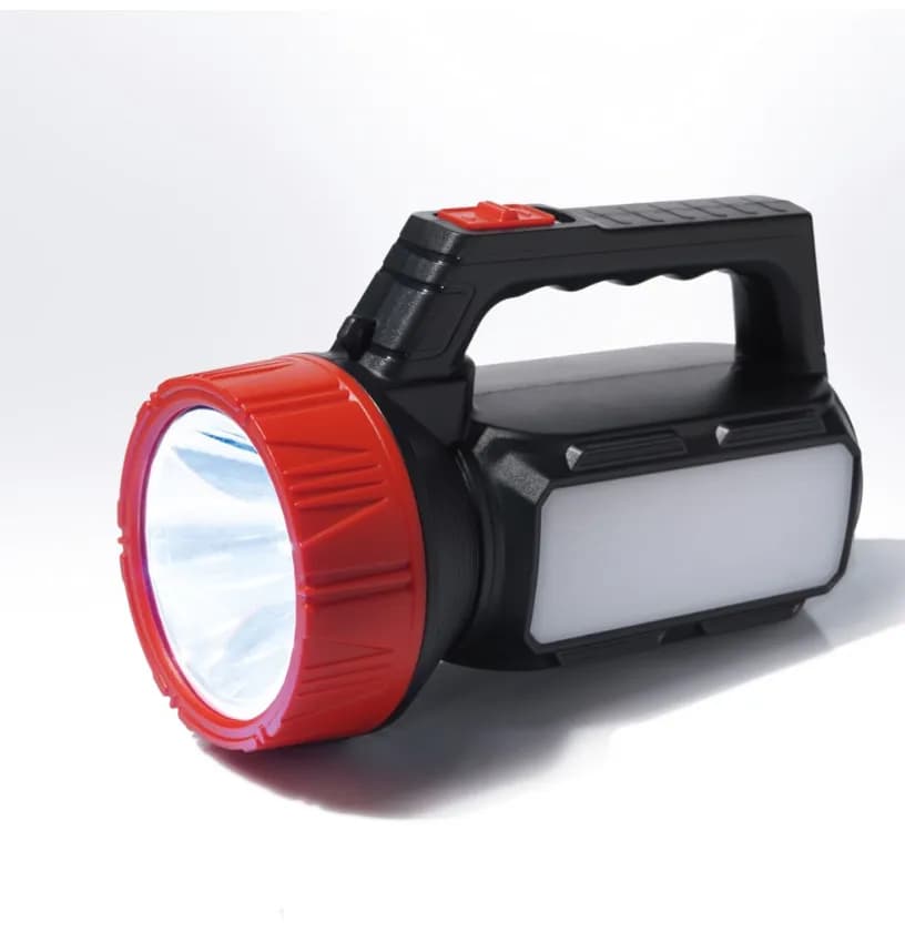 Latarka ręczna z bocznym panelem LED, czarna/czerwona