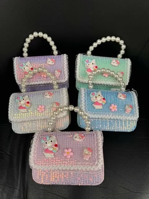 Torebka dla Dzieci z Cekinami i Perełkami, Motyw Kotka, Mix