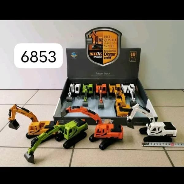 Plastikowe Koparki NILE z Gąsienicami Gumowymi, 10 szt. Display