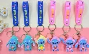 Brelok do Kluczy Stitch z Paskiem Silikonowym, Mix Kolorów 12szt