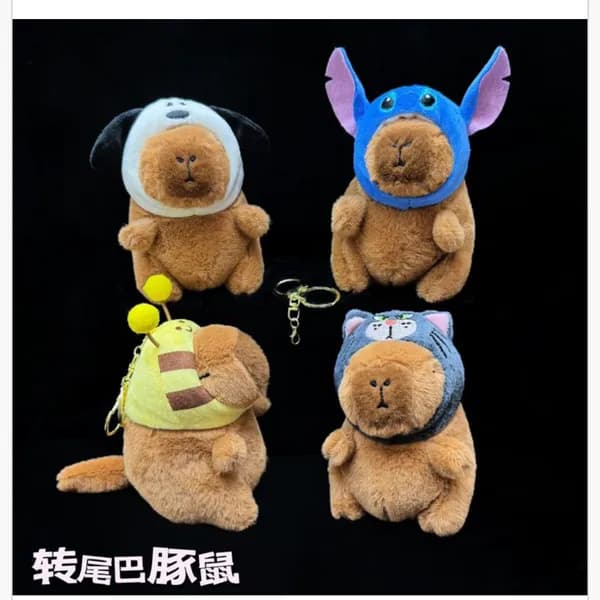 Brelok do Kluczy Kapibara Pluszowa w Czapce, Mix Wzorów